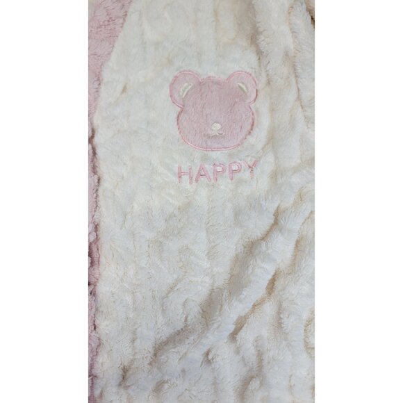 Pajama Lounge Set Soft Pink White Button Top Happy Bear Womens Large New In Bag - Picture 3 of 12